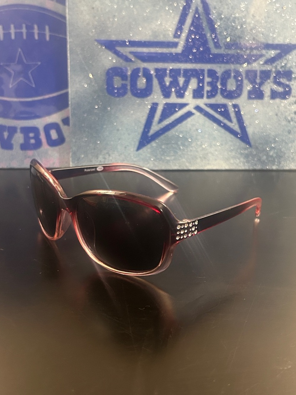 Polarized Women's Sunglasses with Rhinestone Accent - Purple